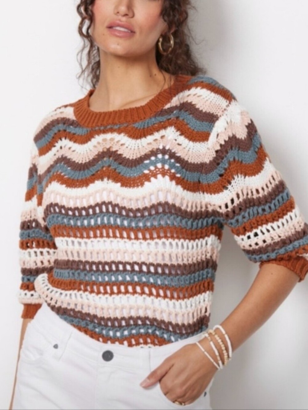 New Evereve Stripe Sweater Top Small